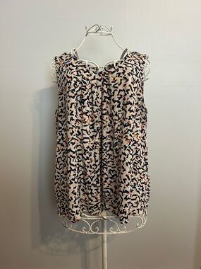 Apt. 9 Navy, Peach & Lemon Abstract Print Sleeveless Top